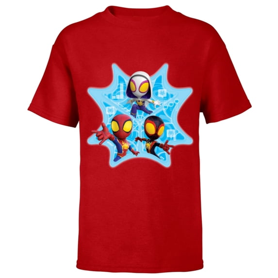 Marvel Spidey and His Amazing Friends Web-Spinners Tech Web - Short Sleeve T-Shirt for Kids - Customized-Red