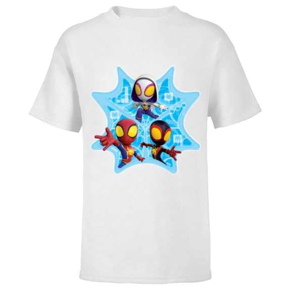 Marvel Spidey and His Amazing Friends Web-Spinners Tech Web - Short Sleeve T-Shirt for Kids - Customized-White