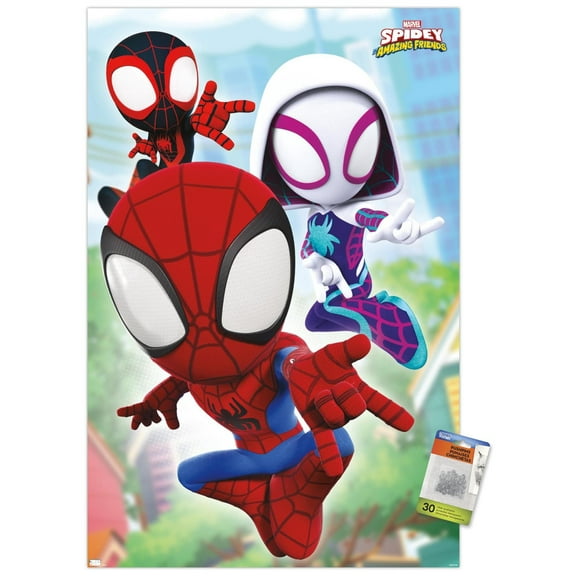 Marvel Spidey and His Amazing Friends - Webs Wall Poster with Pushpins, 22.375" x 34"