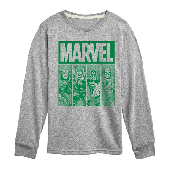 Marvel - St. Patrick's Day Green Grid - Kids Long Sleeve Graphic T-Shirt