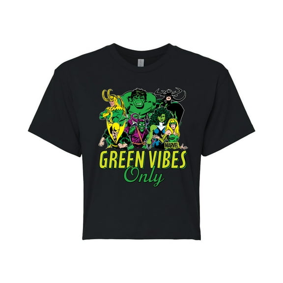 Marvel - St. Patrick's Day Green Vibes Only - Juniors Cropped Graphic T-Shirt