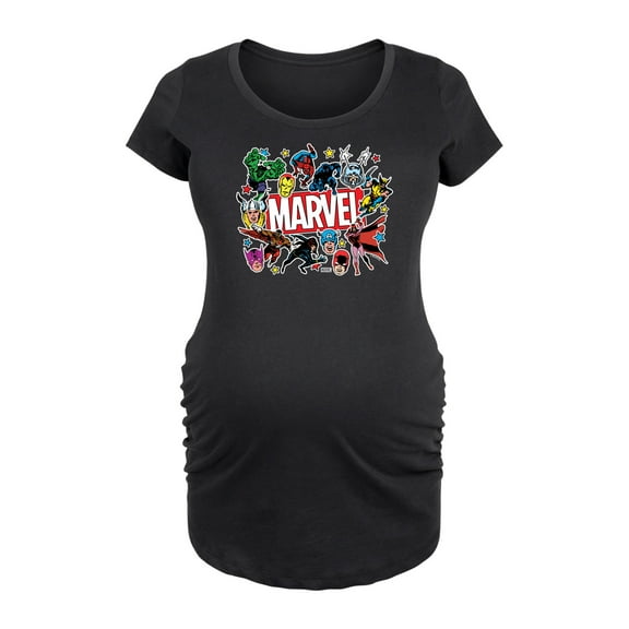 Marvel - Sticker Collage - Maternity Scoop Neck Graphic T-Shirt