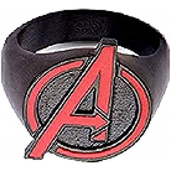 Marvel Studios: Black IP with Red Avengers Logo - Stainless Steel Men's Ring, Size - 9