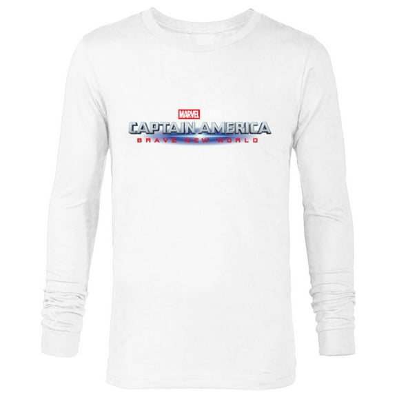 Marvel Studios Captain America: Brave New World Movie Logo - Long Sleeve T-Shirt for Men - Customized-White