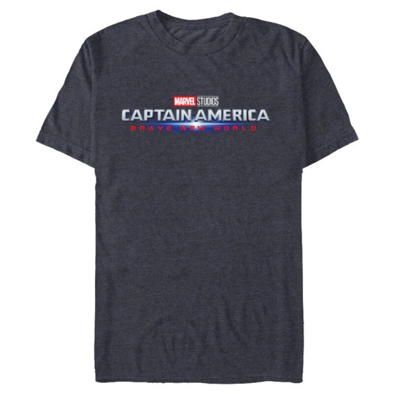 Marvel Studios Captain America: Brave New World Movie Logo - Short Sleeve Blended T-Shirt for Adults - Customized-Navy Heather