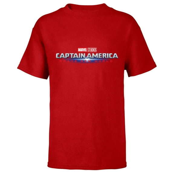 Marvel Studios Captain America: Brave New World Movie Logo - Short Sleeve T-Shirt for Kids - Customized-Red
