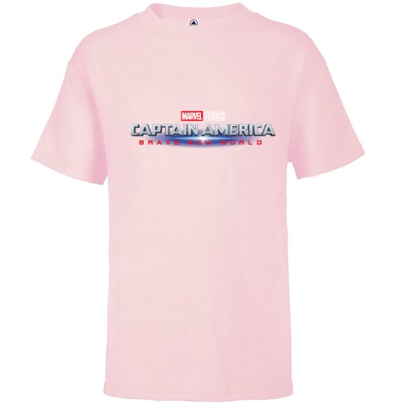 Marvel Studios Captain America: Brave New World Movie Logo - Short Sleeve T-Shirt for Kids - Customized-Soft Pink