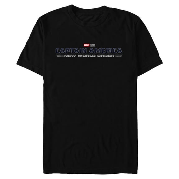 Marvel Studios Captain America: New World Order Movie Logo - Short Sleeve Blended T-Shirt for Adults - Customized-Black