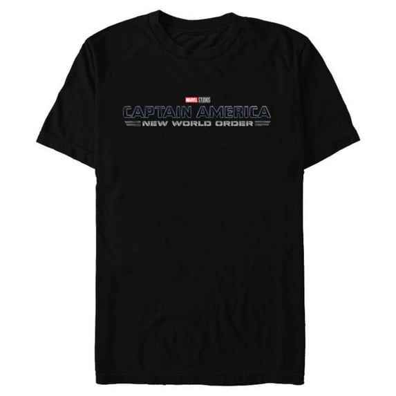 Marvel Studios Captain America: New World Order Movie Logo - Short Sleeve Blended T-Shirt for Adults - Customized-Black