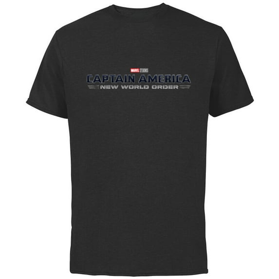 Marvel Studios Captain America: New World Order Movie Logo - Short Sleeve Cotton T-Shirt for Adults - Customized-Black