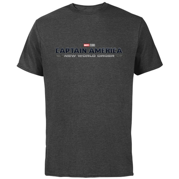 Marvel Studios Captain America: New World Order Movie Logo - Short Sleeve Cotton T-Shirt for Adults - Customized-Charcoal