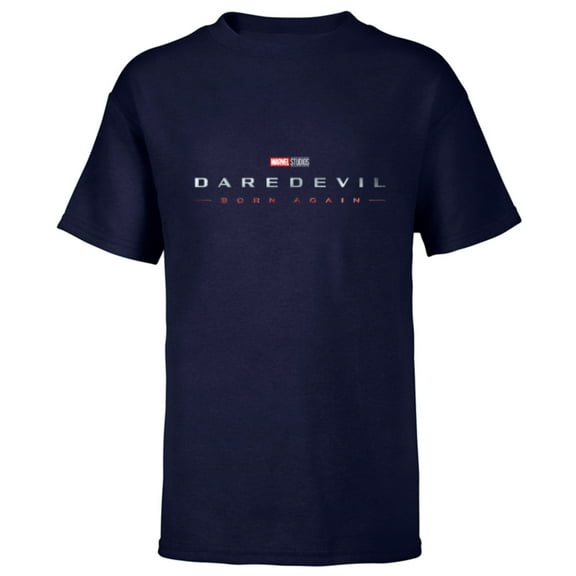 Marvel Studios Daredevil: Born Again MCU Disney+ Logo - Short Sleeve T-Shirt for Kids - Customized-Navy