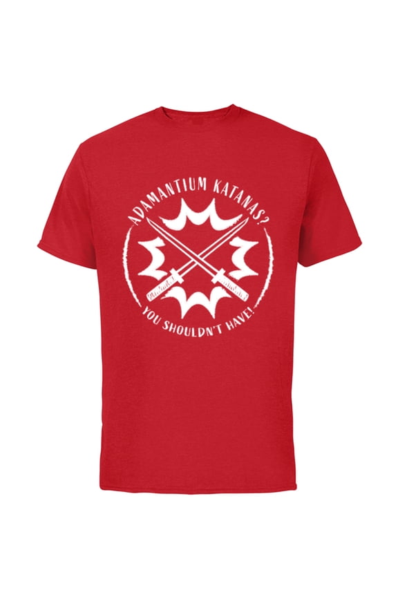 Studios Deadpool & Wolverine Adamantium Katanas Logo- Short Sleeve Cotton T-Shirt for Adults - Customized-Red