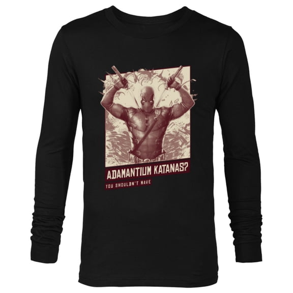 Marvel Studios Deadpool & Wolverine Adamantium Katanas- Long Sleeve T-Shirt for Men - Customized-Black