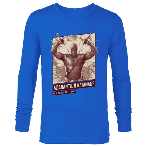 Marvel Studios Deadpool & Wolverine Adamantium Katanas- Long Sleeve T-Shirt for Men - Customized-Navy