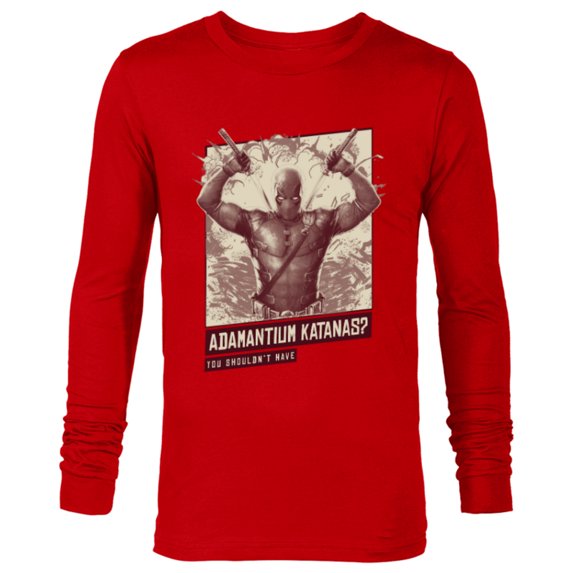 Marvel Studios Deadpool & Wolverine Adamantium Katanas- Long Sleeve T-Shirt for Men - Customized-New Red