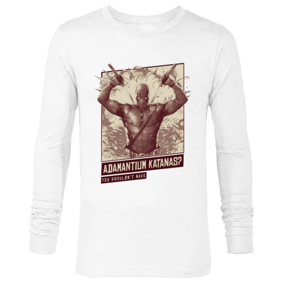Marvel Studios Deadpool & Wolverine Adamantium Katanas- Long Sleeve T-Shirt for Men - Customized-White