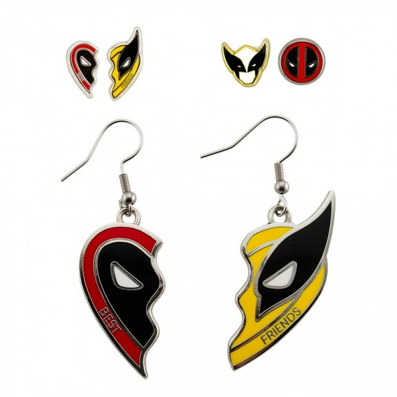 Marvel Studios Deadpool & Wolverine "Best Friends" 3-Piece Enamel Earring Set