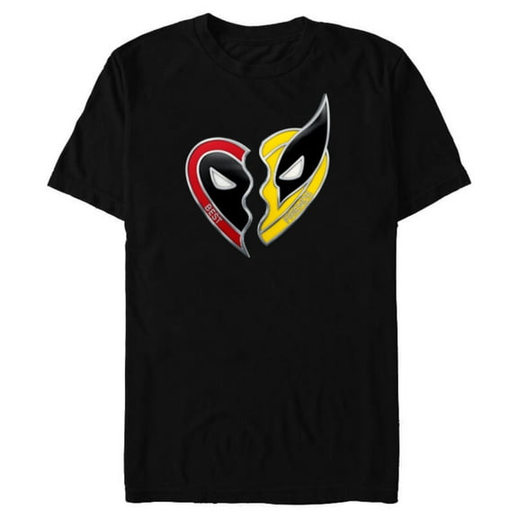 Marvel Studios Deadpool & Wolverine Best Friends Heart Charm- Short Sleeve Blended T-Shirt for Adults - Customized-Black