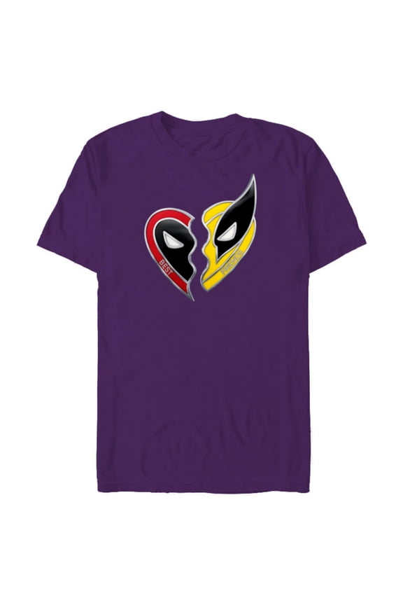 Studios Deadpool & Wolverine Best Friends Heart Charm- Short Sleeve Blended T-Shirt for Adults - Customized-Purple