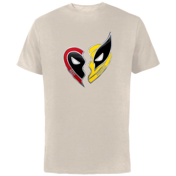 Marvel Studios Deadpool & Wolverine Best Friends Heart Charm- Short Sleeve Cotton T-Shirt for Adults - Customized-Natural