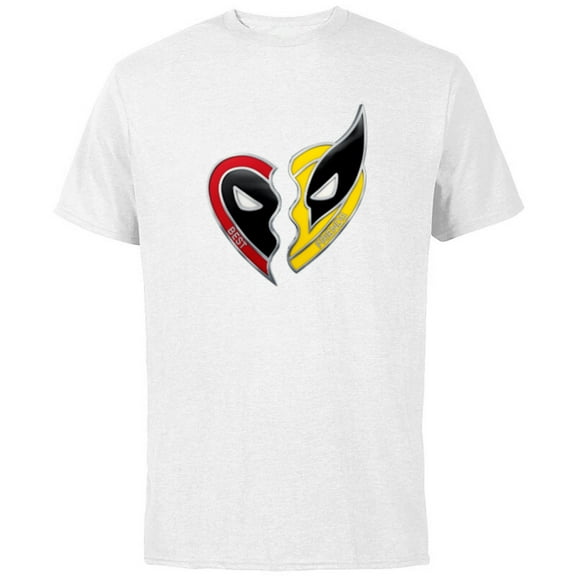 Marvel Studios Deadpool & Wolverine Best Friends Heart Charm- Short Sleeve Cotton T-Shirt for Adults - Customized-White