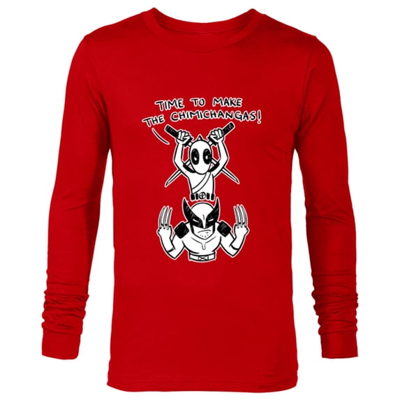 Marvel Studios Deadpool & Wolverine Chimichangas Toony - Long Sleeve T-Shirt for Men - Customized-New Red