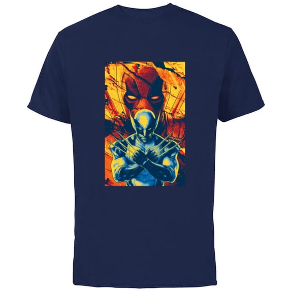 Marvel Studios Deadpool & Wolverine Claw-Slashed Merc - Short Sleeve Cotton T-Shirt for Adults - Customized-Navy
