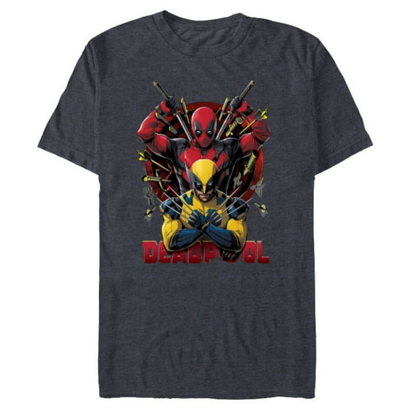 Marvel Studios Deadpool & Wolverine Claws Out Target Team-Up - Short Sleeve Blended T-Shirt for Adults - Customized-Navy Heather