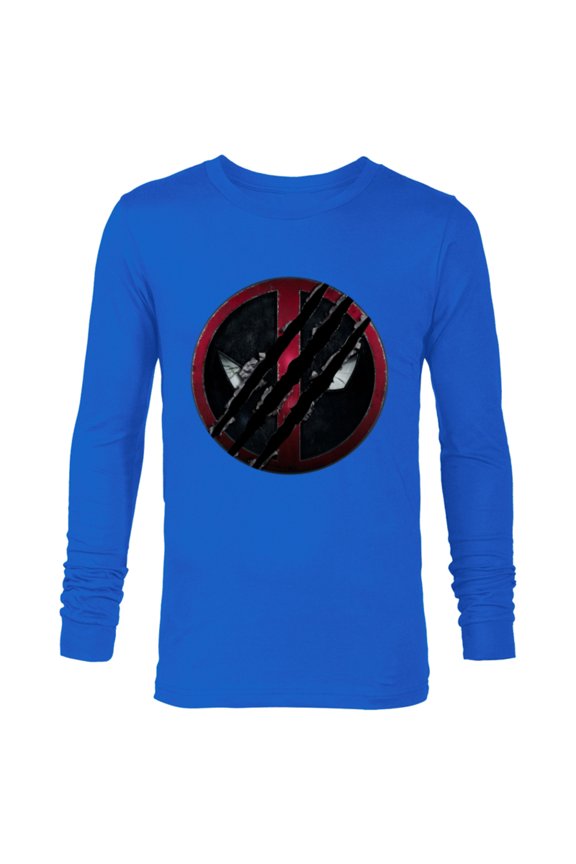 Studios Deadpool & Wolverine Claws Slashed Icon- Long Sleeve T-Shirt for Men - Customized-Navy