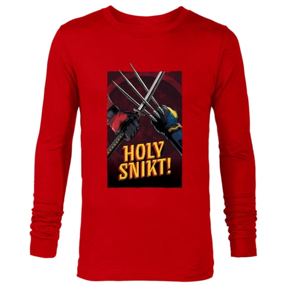 Marvel Studios Deadpool & Wolverine Claws Sword Holy Snikt!- Long Sleeve T-Shirt for Men - Customized-New Red