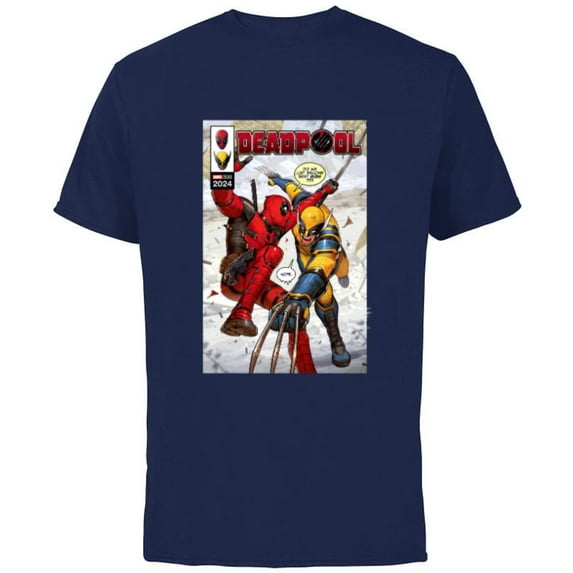 Marvel Studios Deadpool & Wolverine Comic Cover Best Bubs - Short Sleeve Cotton T-Shirt for Adults - Customized-Navy