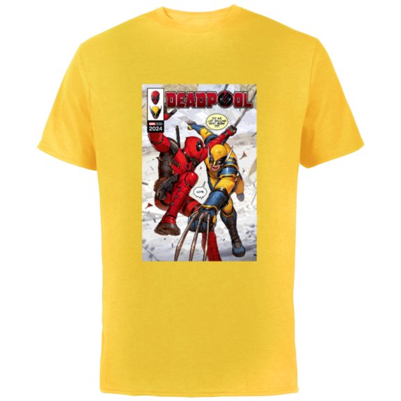 Marvel Studios Deadpool & Wolverine Comic Cover Best Bubs - Short Sleeve Cotton T-Shirt for Adults - Customized-Yellow