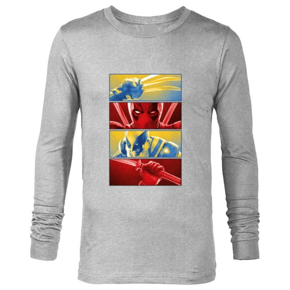 Marvel Studios Deadpool & Wolverine Face-Off Claws vs Katana - Long Sleeve T-Shirt for Men - Customized-Athletic Heather