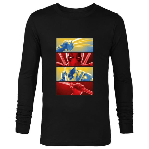 Marvel Studios Deadpool & Wolverine Face-Off Claws vs Katana - Long Sleeve T-Shirt for Men - Customized-Black