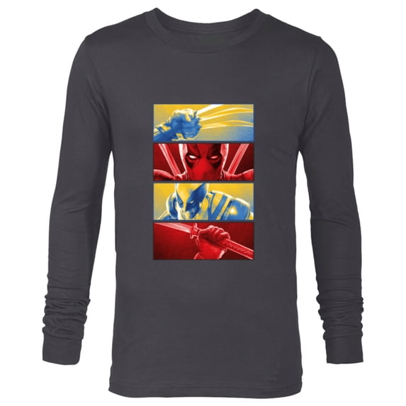 Marvel Studios Deadpool & Wolverine Face-Off Claws vs Katana - Long Sleeve T-Shirt for Men - Customized-Charcoal Heather