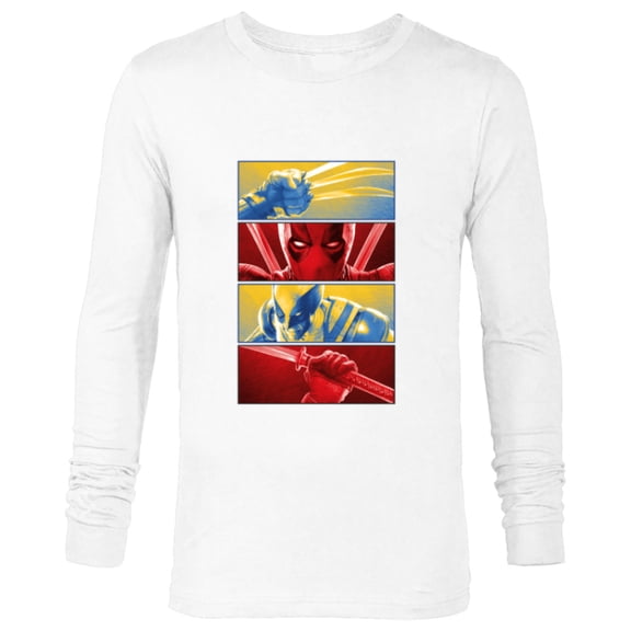 Marvel Studios Deadpool & Wolverine Face-Off Claws vs Katana - Long Sleeve T-Shirt for Men - Customized-White