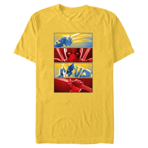 Marvel Studios Deadpool & Wolverine Face-Off Claws vs Katana - Short Sleeve Blended T-Shirt for Adults - Customized-Yellow