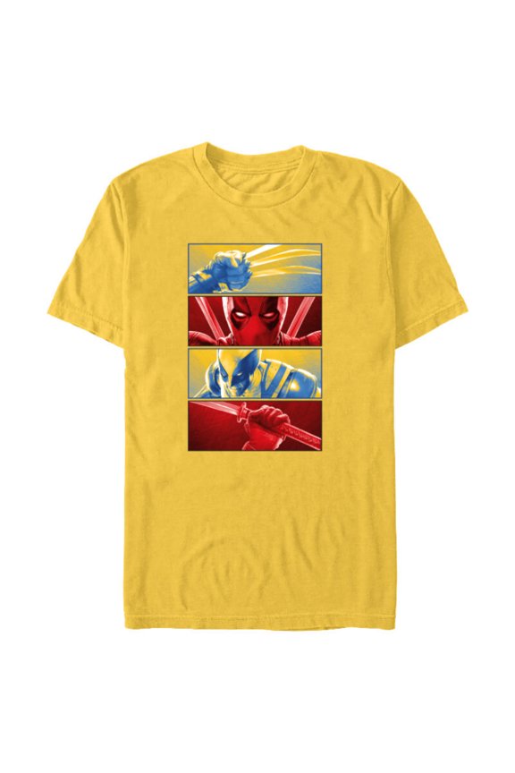 Studios Deadpool & Wolverine Face-Off Claws vs Katana - Short Sleeve Blended T-Shirt for Adults - Customized-Yellow