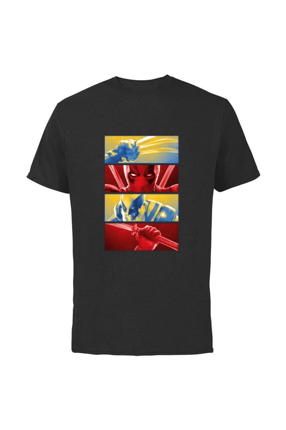 Studios Deadpool & Wolverine Face-Off Claws vs Katana - Short Sleeve Cotton T-Shirt for Adults - Customized-Black