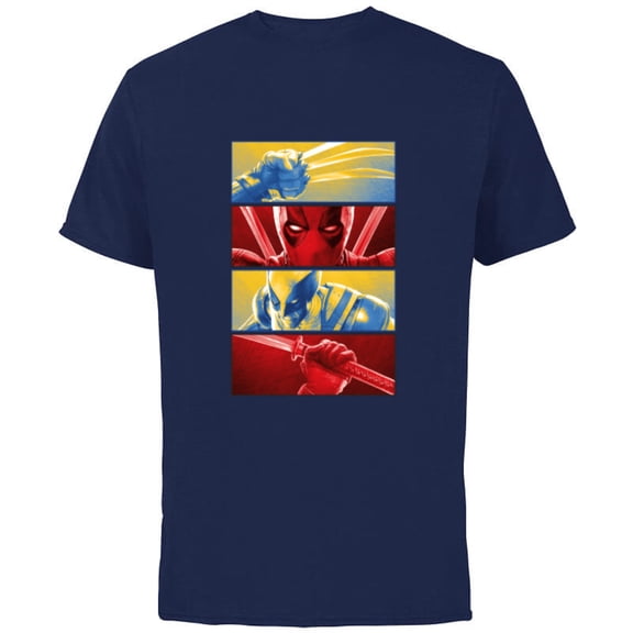 Marvel Studios Deadpool & Wolverine Face-Off Claws vs Katana - Short Sleeve Cotton T-Shirt for Adults - Customized-Navy