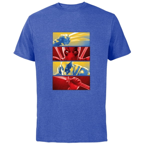 Marvel Studios Deadpool & Wolverine Face-Off Claws vs Katana - Short Sleeve Cotton T-Shirt for Adults - Customized-Royal Heather