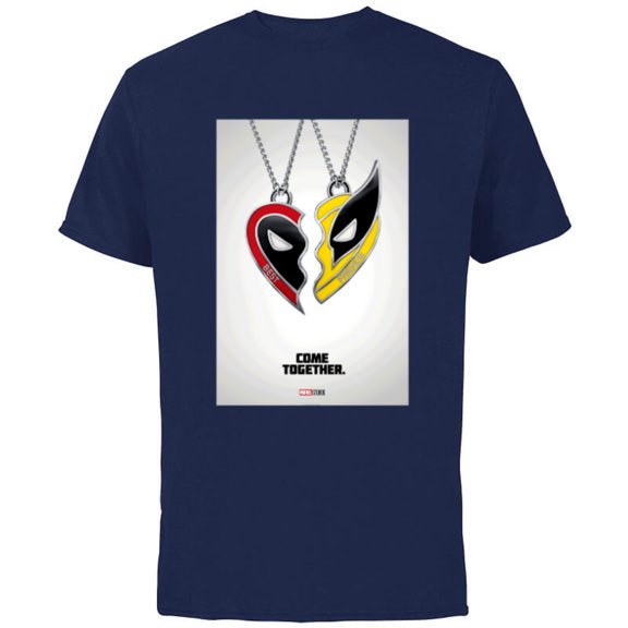 Marvel Studios Deadpool & Wolverine Friends Heart Poster- Short Sleeve Cotton T-Shirt for Adults - Customized-Navy