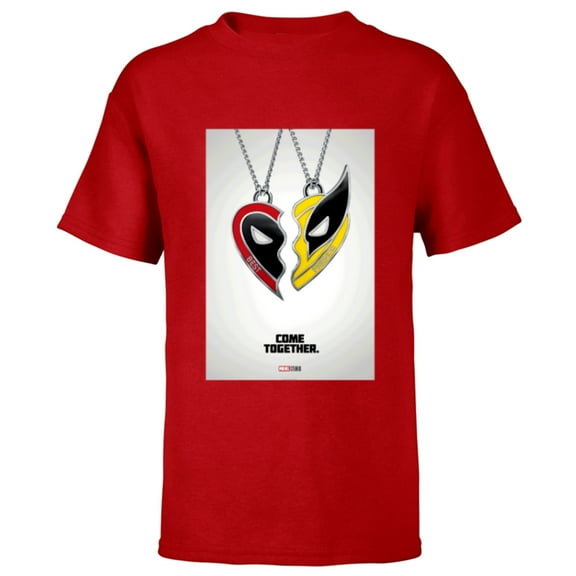 Marvel Studios Deadpool & Wolverine Friends Heart Poster- Short Sleeve T-Shirt for Kids - Customized-Red