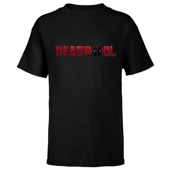 Marvel Studios Deadpool & Wolverine Logo Claw Slash Symbol- Short Sleeve T-Shirt for Kids - Customized-Black