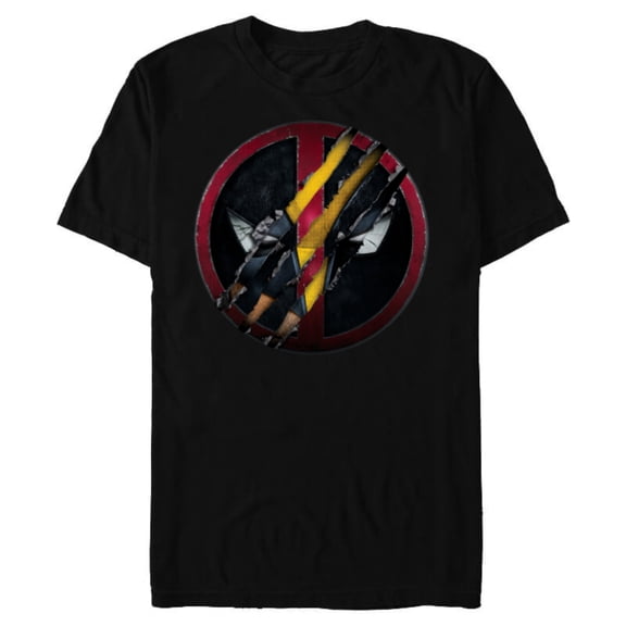 Marvel Studios Deadpool & Wolverine Mask Claw-Slashed Icon - Short Sleeve Blended T-Shirt for Adults - Customized-Black
