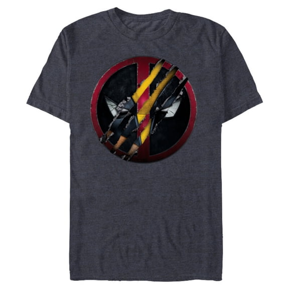 Marvel Studios Deadpool & Wolverine Mask Claw-Slashed Icon - Short Sleeve Blended T-Shirt for Adults - Customized-Navy Heather