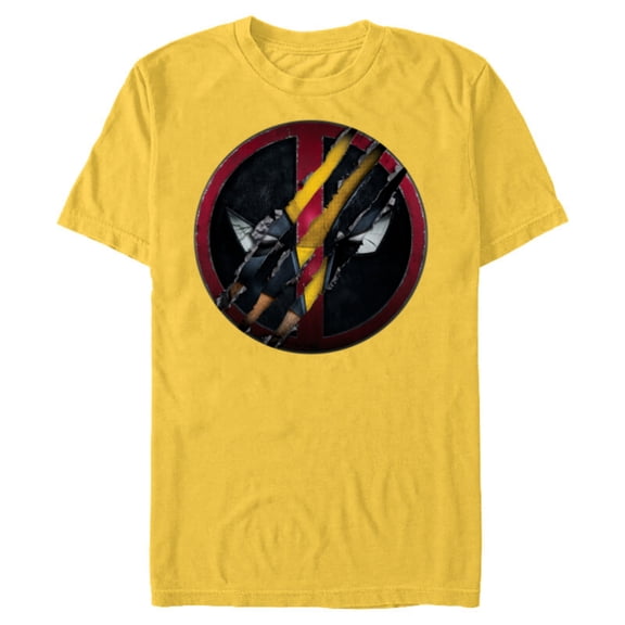 Marvel Studios Deadpool & Wolverine Mask Claw-Slashed Icon - Short Sleeve Blended T-Shirt for Adults - Customized-Yellow