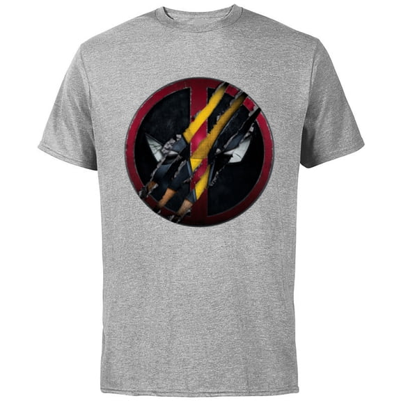 Marvel Studios Deadpool & Wolverine Mask Claw-Slashed Icon - Short Sleeve Cotton T-Shirt for Adults - Customized-Athletic Heather