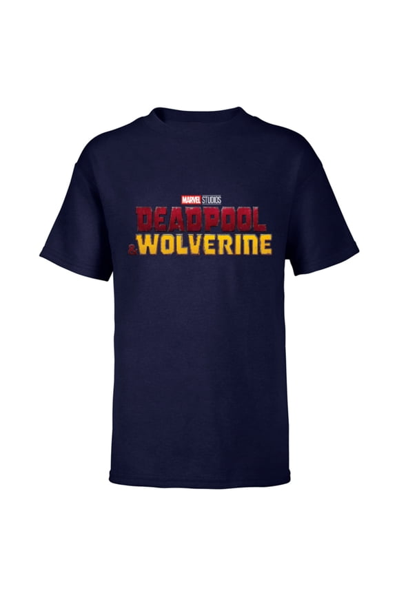 Studios Deadpool & Wolverine Official Movie Logo- Short Sleeve T-Shirt for Kids - Customized-Navy
